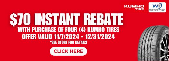 Get a $70 instant rebate on 4 Kumho Tires